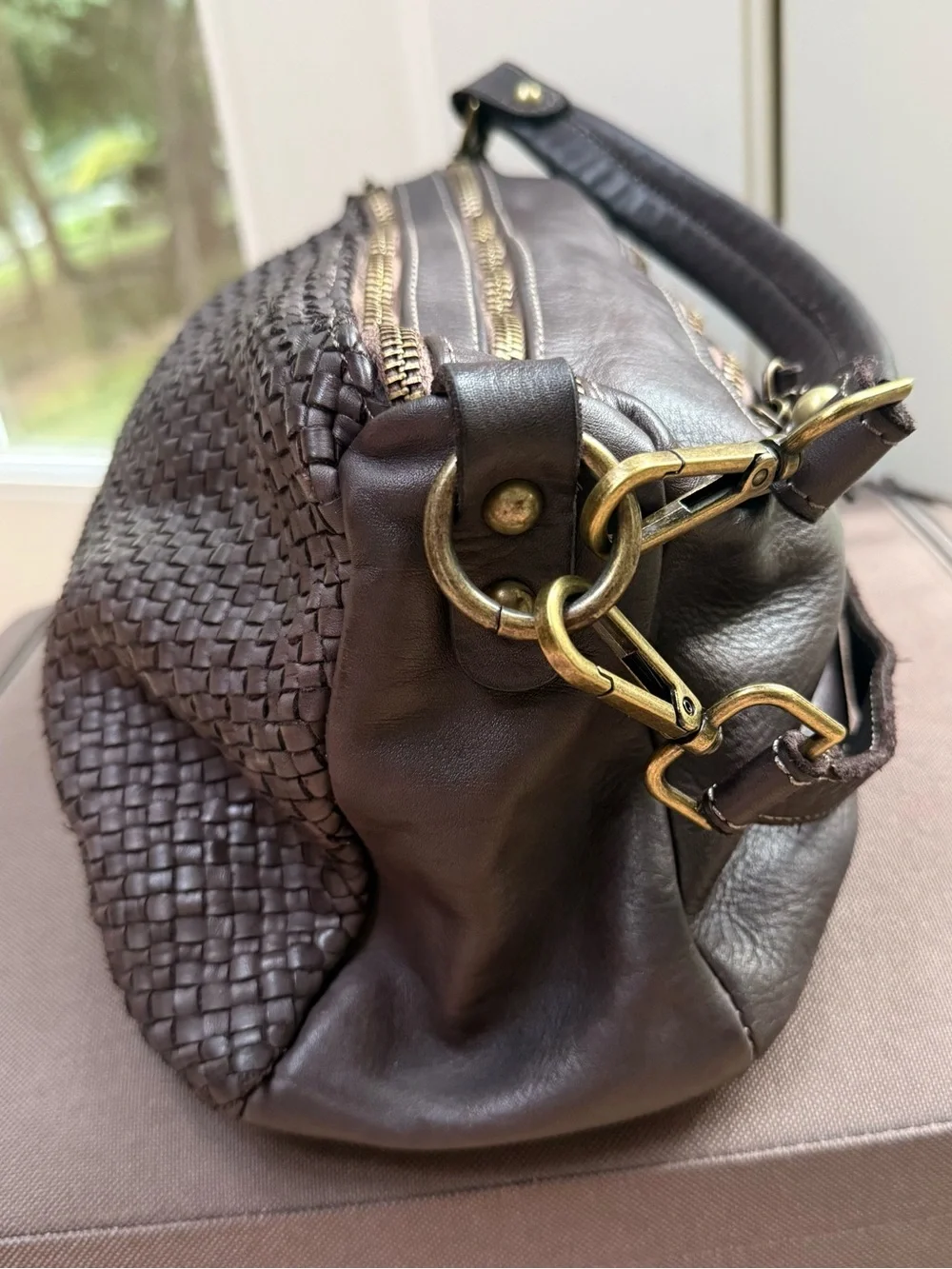 Brown Italian leather woven handbag ItalyLeatherFashion